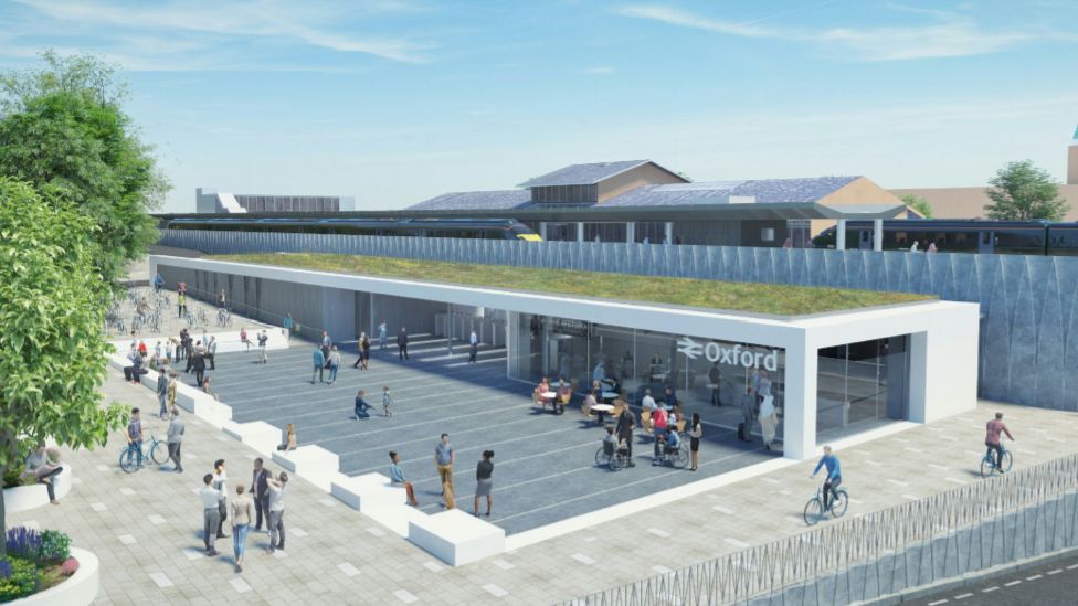 Photo showing artistic impression of Oxford station